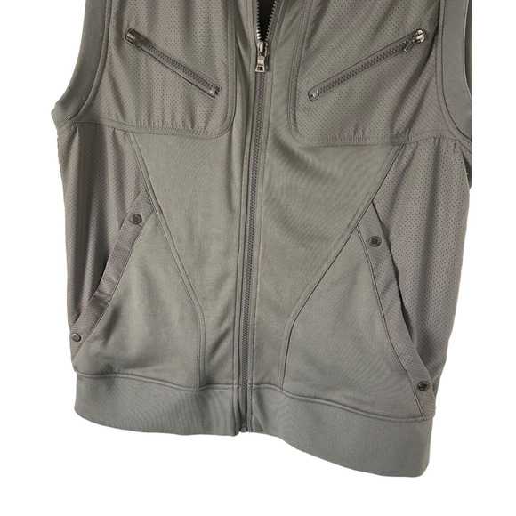 Guess Mens Large Gray Utility Vest Zip Front Two Zipper Pockets Two Open Pockets - Picture 11 of 11